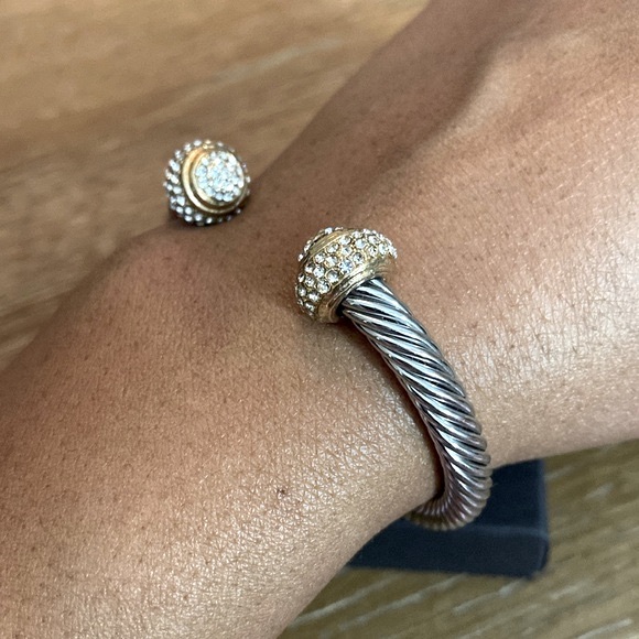 Bebe Two Toned Silver and Gold Crystal Bracelet - Picture 7 of 10